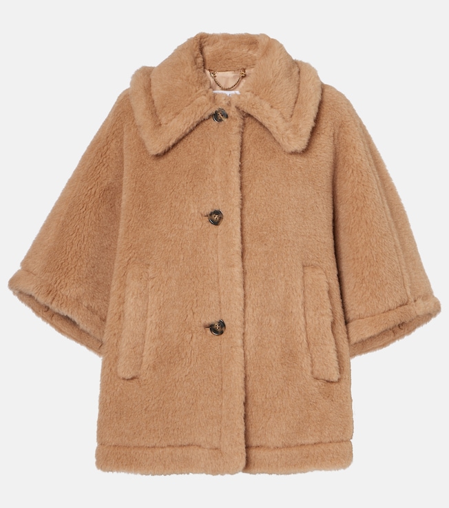 Tenebre alpaca, cashmere and silk teddy cape | Max Mara
