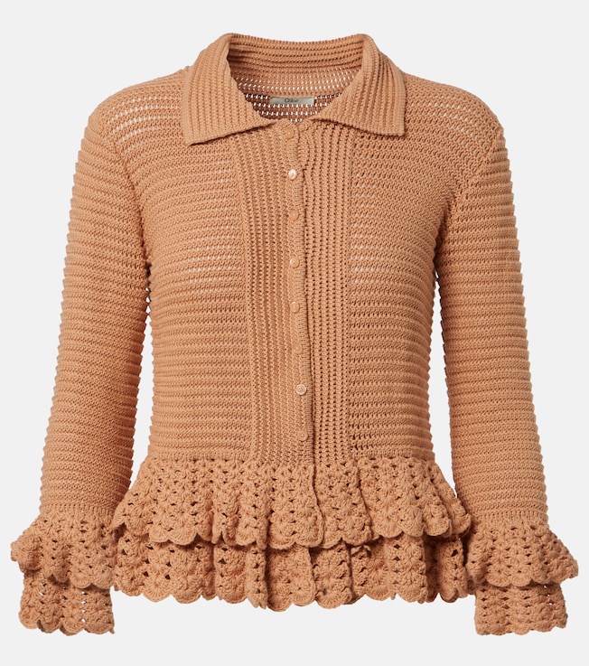 Ruffled crochet cotton cardigan | Chloé