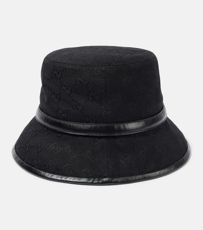 GG Canvas leather-trimmed bucket hat | Gucci