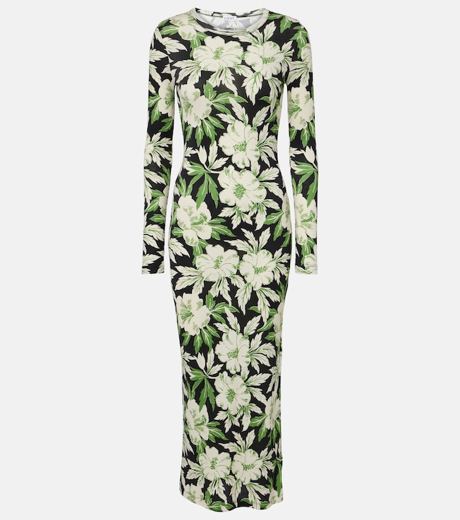 Trapeze silk and cotton midi dress | Loewe