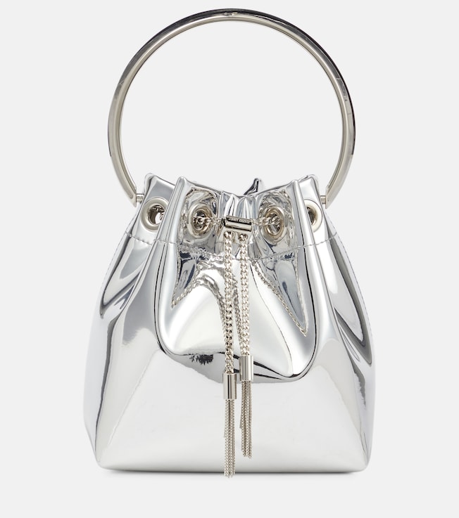 Bon Bon mirrored faux leather bucket bag | Jimmy Choo