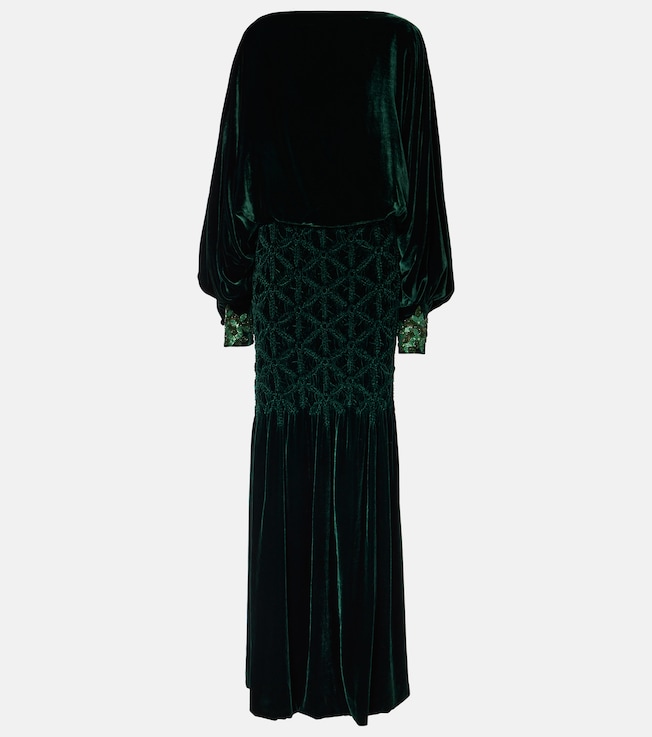 Genevieve smocked velvet gown | Costarellos