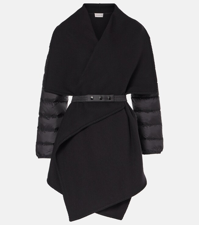 Down-paneled wool-blend coat | Moncler
