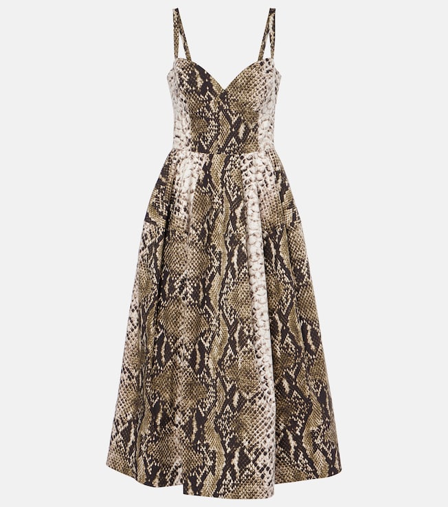 Snake-effect cotton-blend poplin gown | Oscar de la Renta