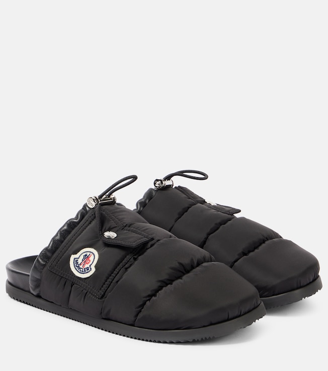 Mon Pocket leather-trimmed mules | Moncler