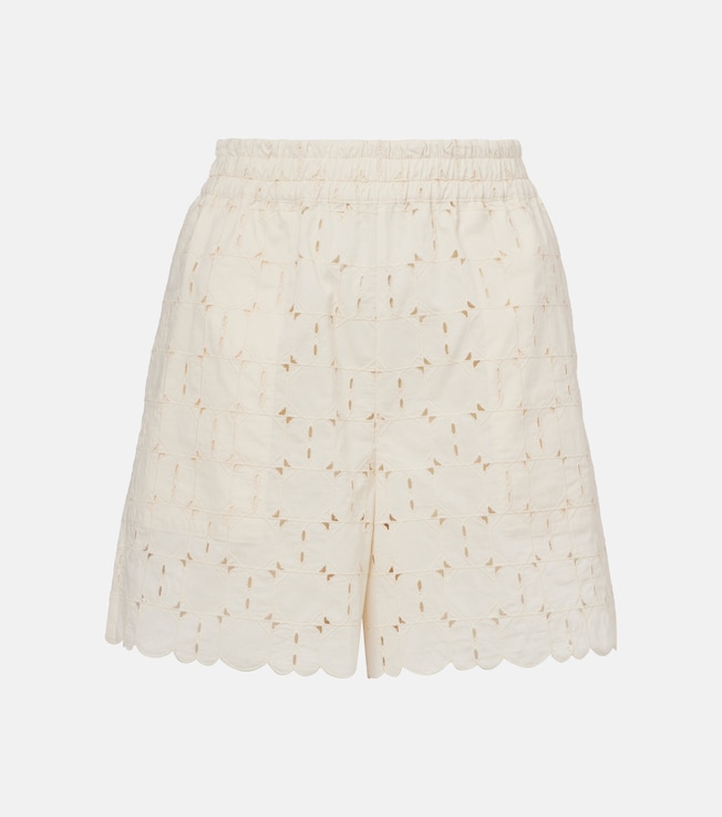 Broderie anglaise cotton-blend shorts | Moncler
