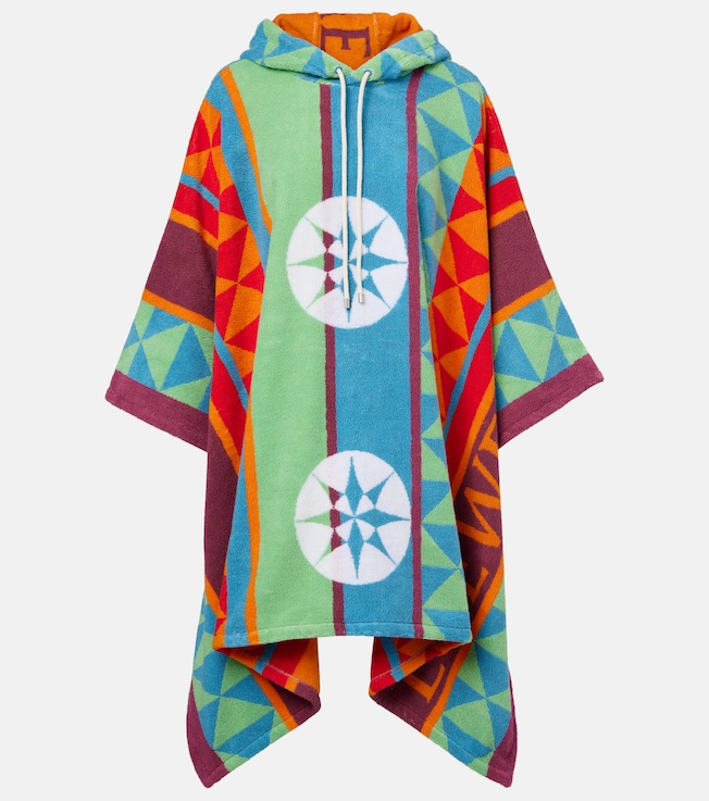 Printed hooded cotton terry poncho | Loewe