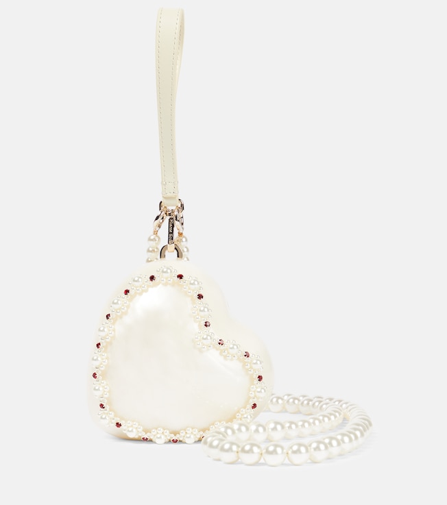 Heart faux pearl-embellished clutch | Simone Rocha