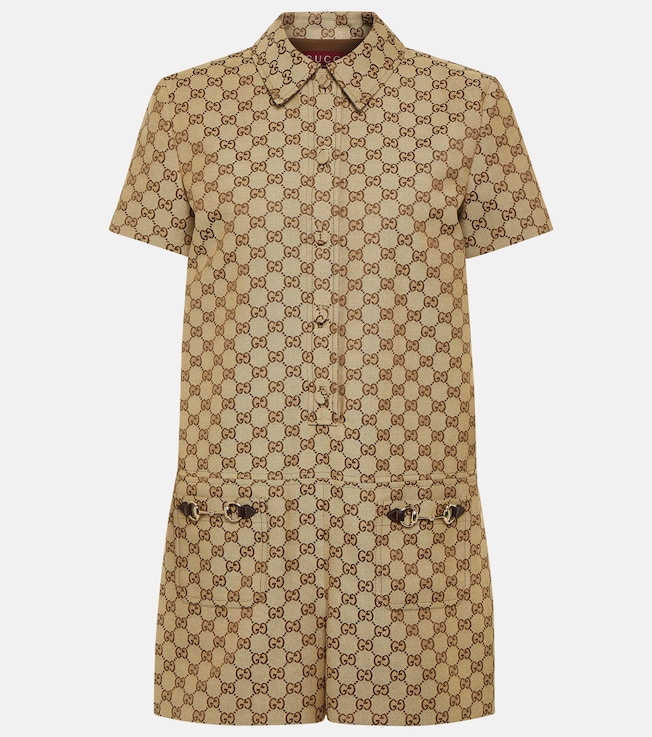 GG cotton-blend canvas playsuit | Gucci