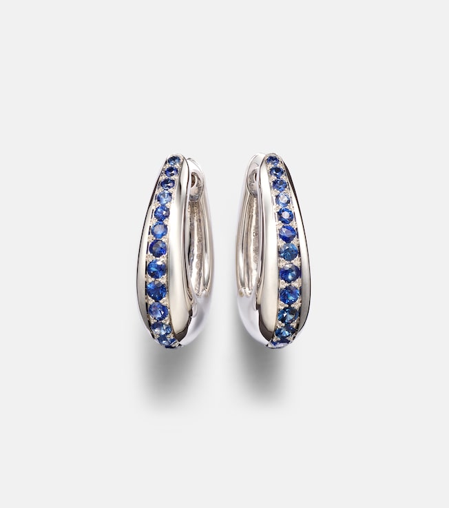 Chakra Icon 18kt white gold earrings with sapphire | Ananya
