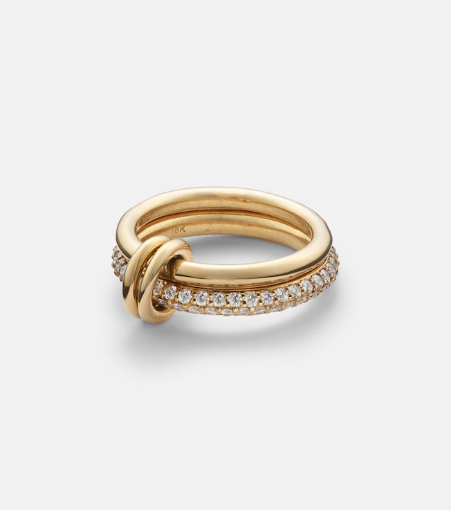 Virgo 18kt gold linked rings with white diamonds | Spinelli Kilcollin