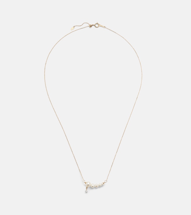 Gradient 18kt gold chain necklace with diamond and pearls | Persée
