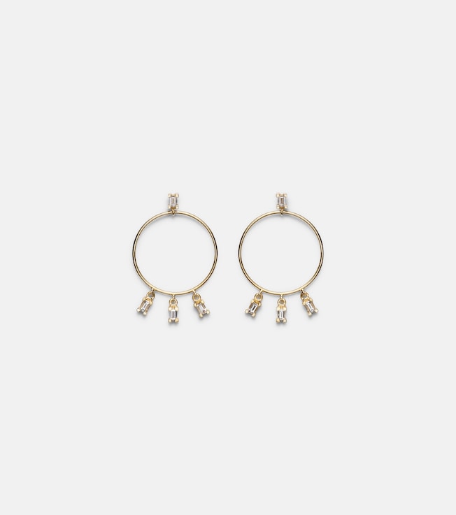 18kt yellow gold hoop earrings with diamonds | Ileana Makri