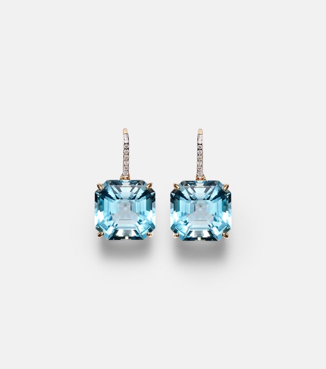 14kt gold earrings with topaz and diamonds | Mateo