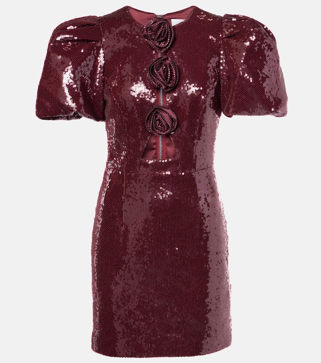 Zelda floral-appliqué sequined minidress | Rebecca Vallance