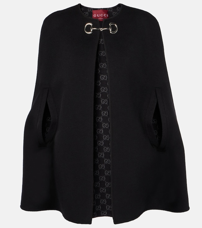 Horsebit wool and silk cape | Gucci