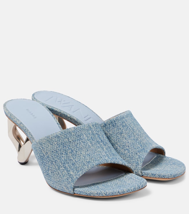 Leather-trimmed denim mules | JW Anderson