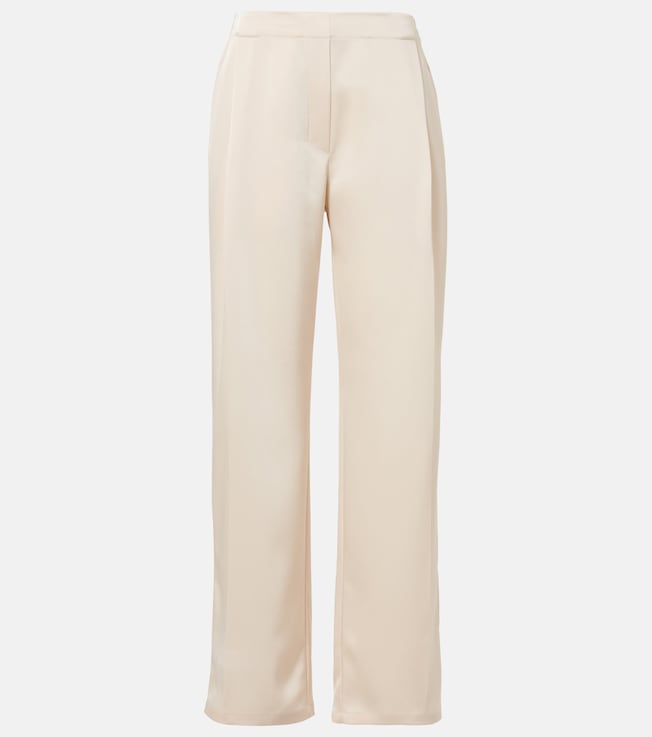 Barb pleated high-rise satin pants | Leset