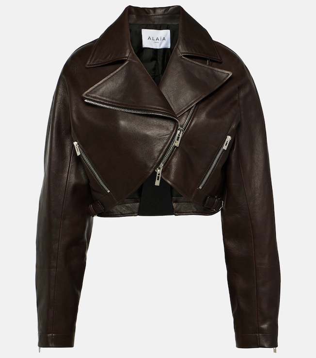 Cropped leather biker jacket | Alaïa