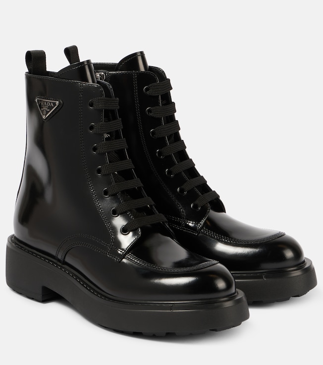 Diapason leather combat boots | Prada
