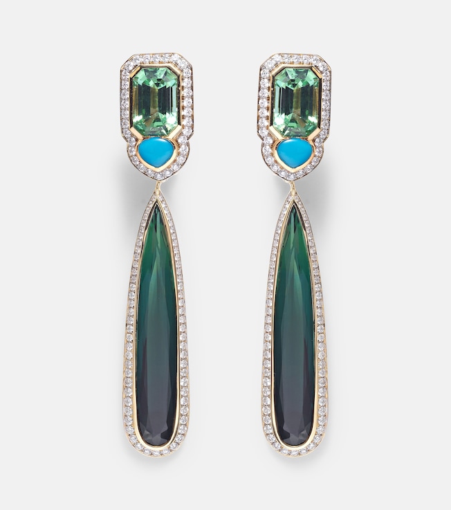 Quarta 18kt gold earrings with diamonds and gemstones | Marina B