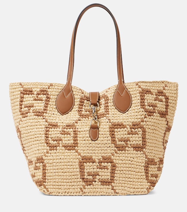 Summer Large leather-trimmed basket bag | Gucci