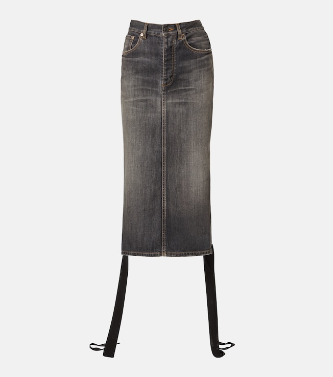 Lace-up denim pencil skirt | Balenciaga