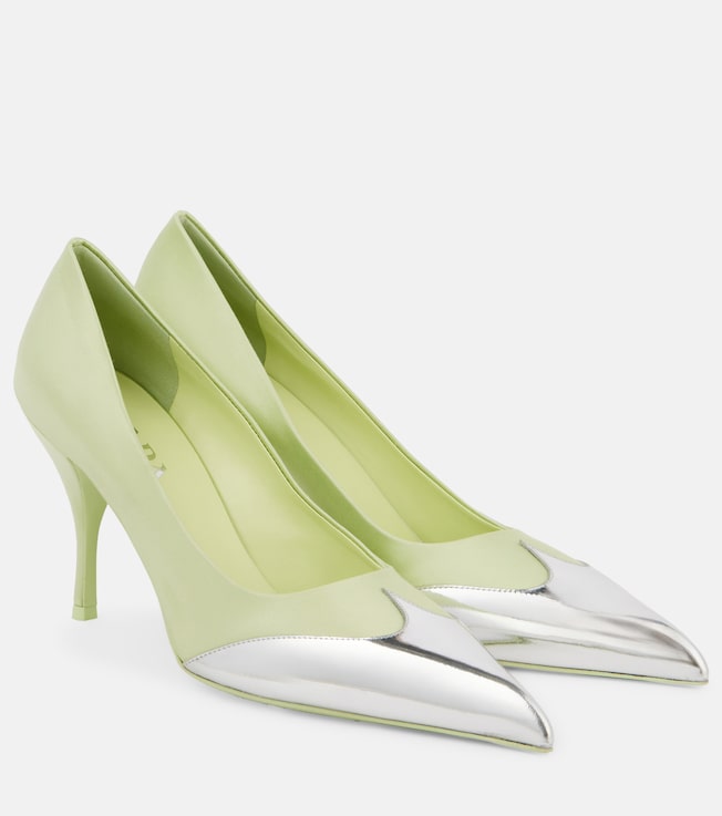 85 satin and metallic leather pumps | Prada