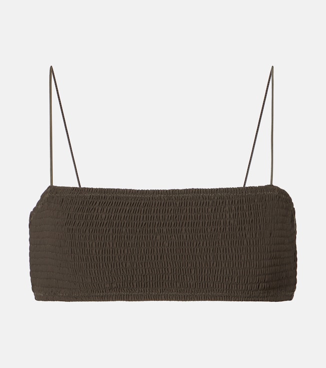 Shirred jersey bikini top | Toteme