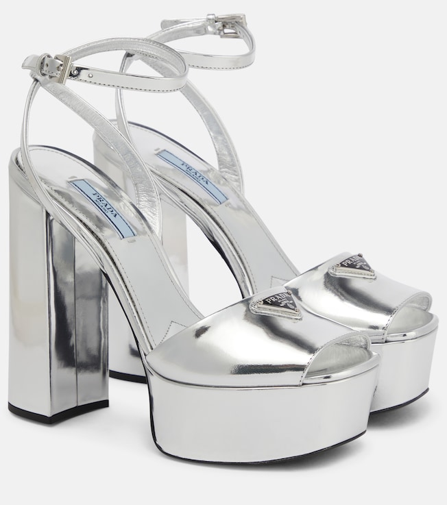 Leather platform sandals | Prada