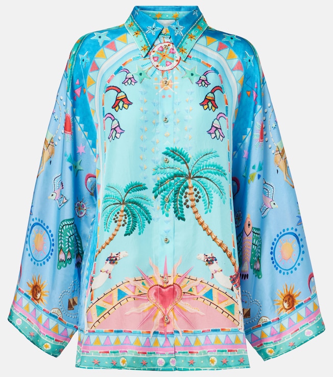 Embellished printed silk shirt | Camilla
