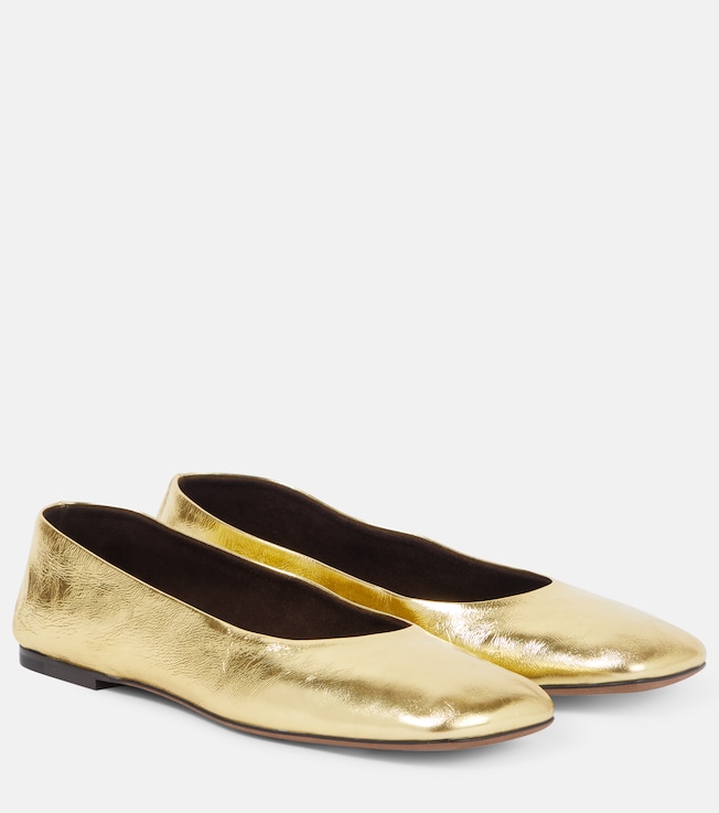 Square metallic leather ballet flats | The Row