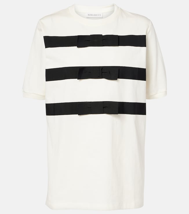 Bow-detail cotton jersey T-shirt | Nina Ricci