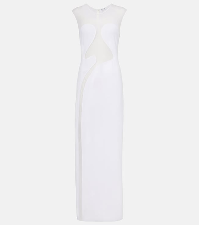 Mesh-trimmed maxi dress | Alaïa