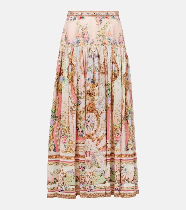 Gathered linen and silk maxi skirt | Camilla