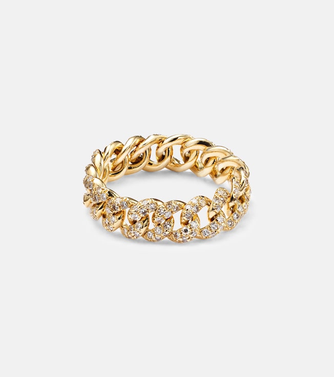 18kt gold chain ring with diamonds | Shay Jewelry
