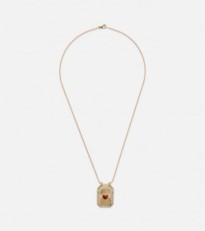 Heart Scapular 18kt gold necklace with diamonds and enamel | Marie Lichtenberg