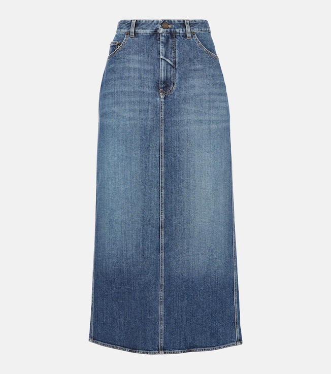 High-rise denim maxi skirt | Ralph Lauren Collection