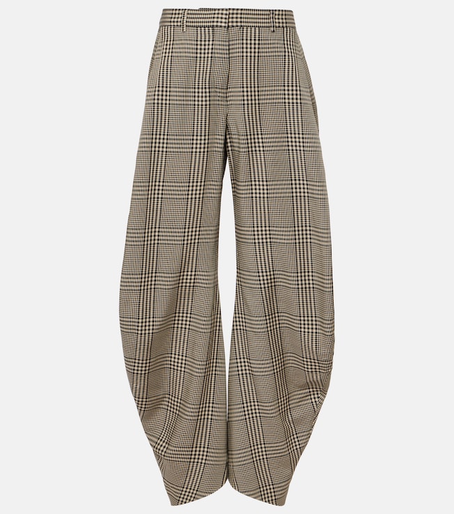 Plaid mid-rise barrel-leg pants | Acne Studios