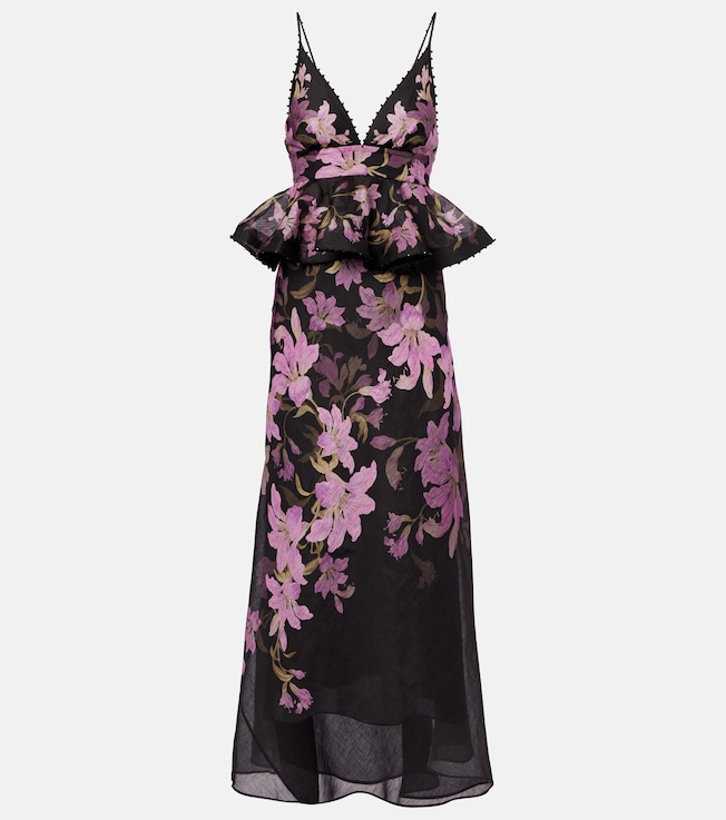 Dawning floral linen and silk gown | Zimmermann