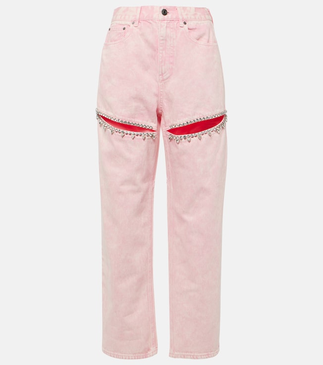 Embellished cutout straight jeans | Area