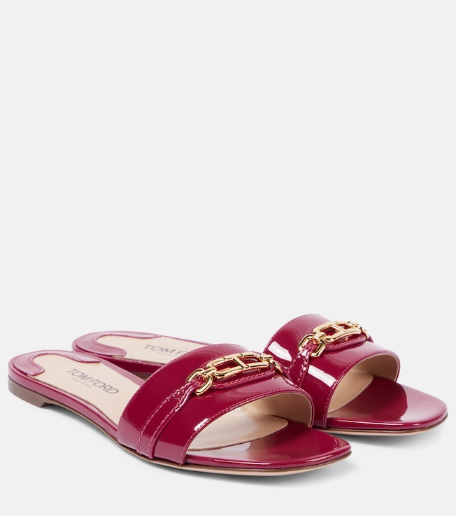 Whitney Stadium T patent leather slides | Tom Ford