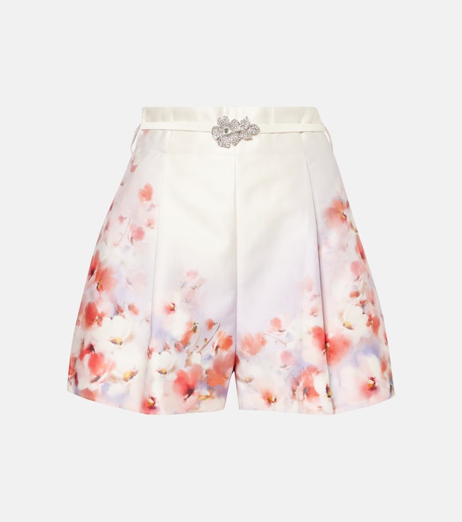  Crush Flat Front silk and cotton shorts | Zimmermann
