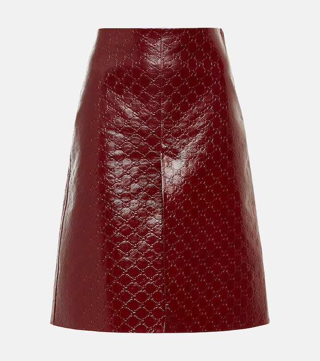 GG embossed leather midi skirt | Gucci
