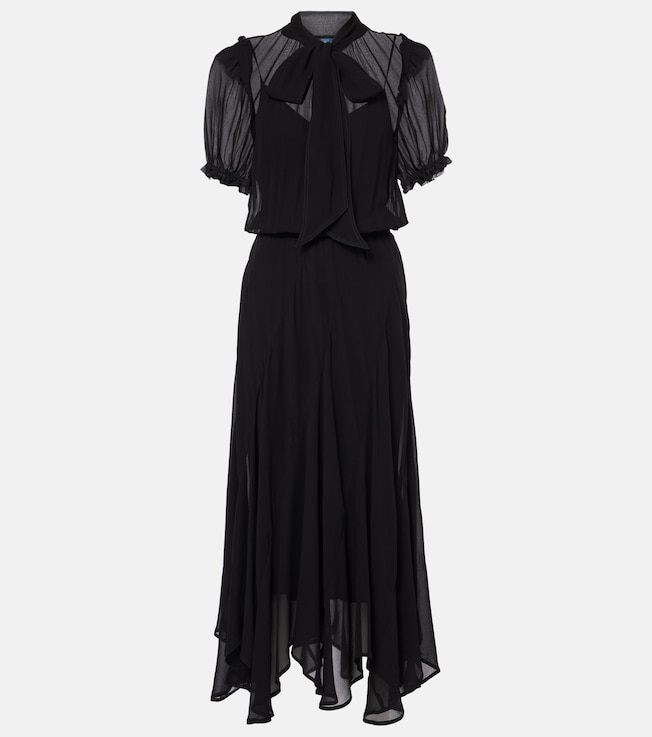Tie-neck georgette maxi dress | Polo Ralph Lauren