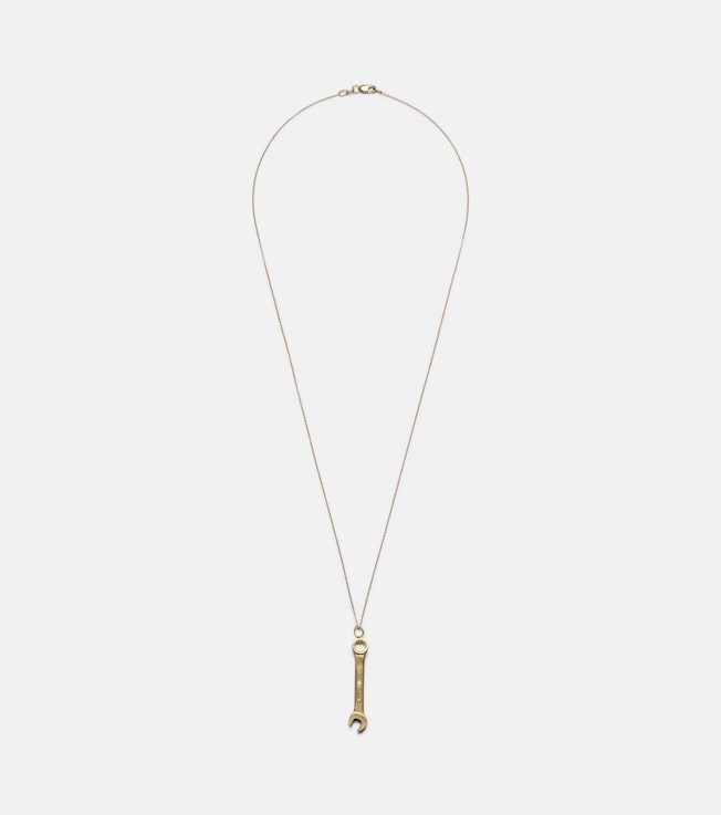 Wrench Pendant Y 18kt gold necklace with diamonds | Ileana Makri