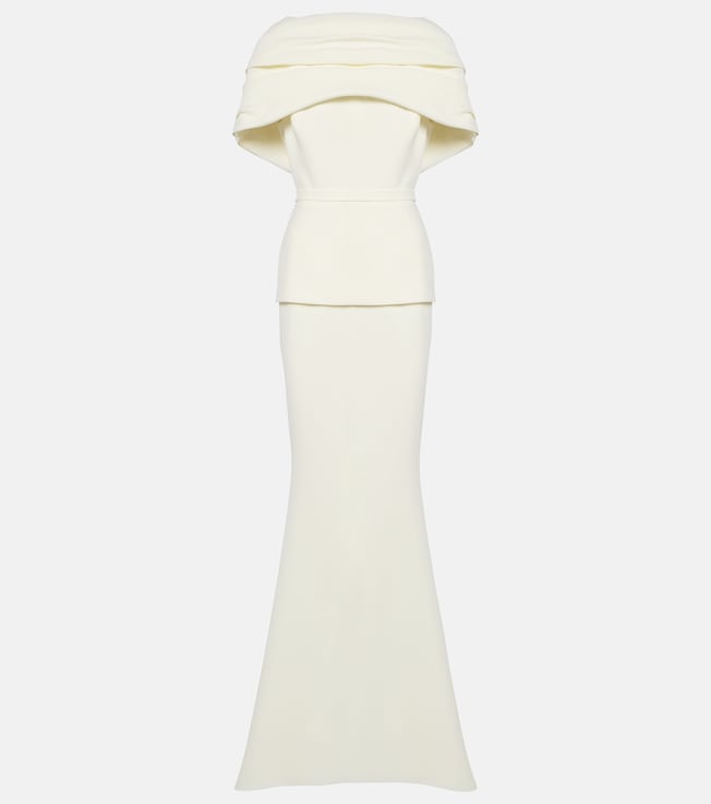 Pleated caped crêpe gown | Safiyaa