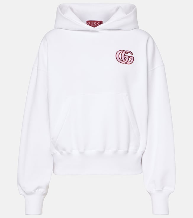 GG embroidered cotton jersey hoodie | Gucci