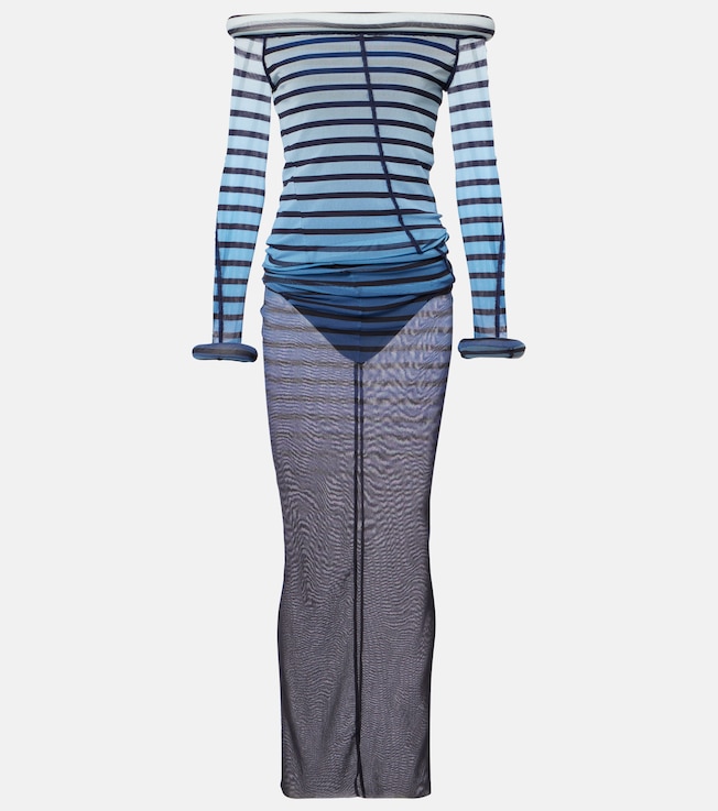 Striped semi-sheer tulle maxi dress | Jean Paul Gaultier