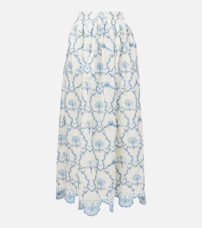 Tangelo floral linen maxi skirt | Agua by Agua Bendita
